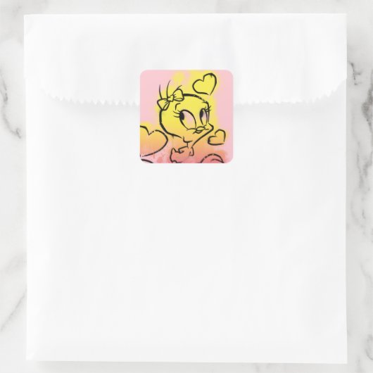 TWEETY™ mit Herz Quadratischer Aufkleber (Tasche)