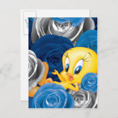 TWEETY™ mit Rose Postkarte (Vorne/Hinten)