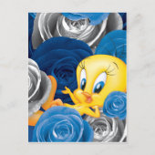TWEETY™ mit Rose Postkarte (Vorderseite)