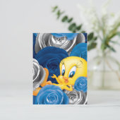 TWEETY™ mit Rose Postkarte (Stehend Vorderseite)
