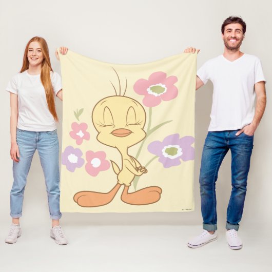 Tweety Pink Purple Blumen Fleecedecke (Beispiel)