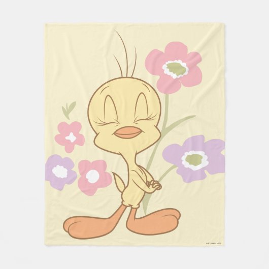 Tweety Pink Purple Blumen Fleecedecke (Vorderseite)