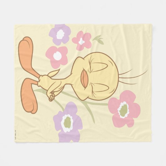 Tweety Pink Purple Blumen Fleecedecke (Vorderseite (Horizontal))