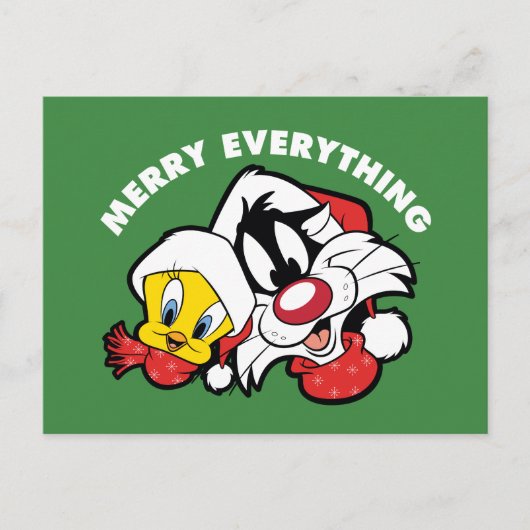 TWEETY™ & SYLVESTER™ "Merry Everything" Feiertagspostkarte (Vorderseite)