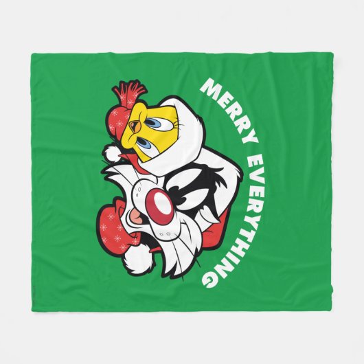 TWEETY™ & SYLVESTER™ "Merry Everything" Fleecedecke (Vorderseite (Horizontal))