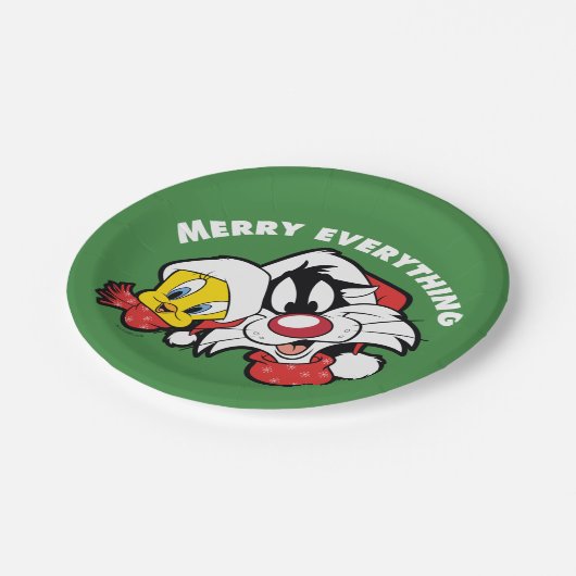 TWEETY™ & SYLVESTER™ "Merry Everything" Pappteller (Schrägansicht)