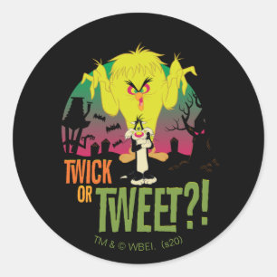 TWEETY™ & SYLVESTER™ "Twick or Tweet" Runder Aufkleber