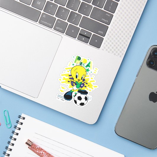 TWEETY™ Team Brasil Fußball-Grafik Aufkleber (Laptop mit iPhone)