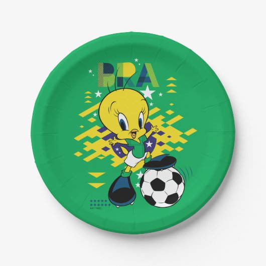 TWEETY™ Team Brasil Fußball-Grafik Pappteller (Vorderseite)