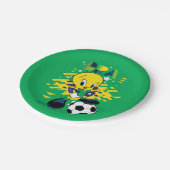TWEETY™ Team Brasil Fußball-Grafik Pappteller (Schrägansicht)