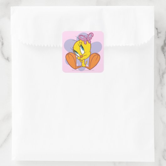 TWEETY™ und Butterfly Quadratischer Aufkleber (Tasche)