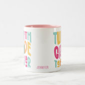 Twelfth Grade Teacher Colorful Text  Zweifarbige Tasse (Mittel)