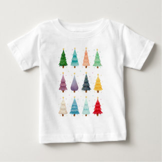 Twelve Christmas Trees: Colorful Holiday Print Baby T-shirt