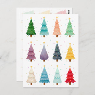 Twelve Christmas Trees: Colorful Holiday Print Postkarte