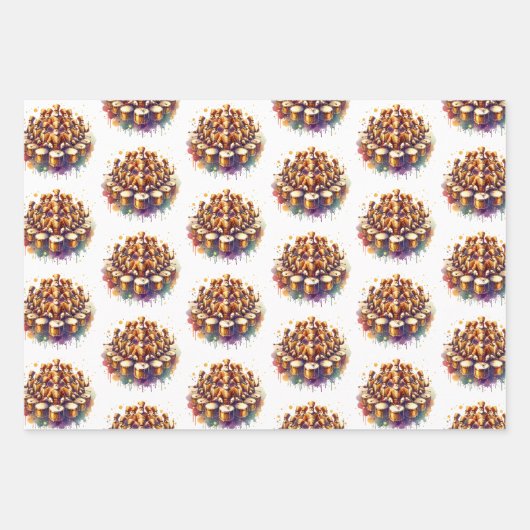 Twelve Days of Christmas Festive Gold Geschenkpapier Set (Vorderseite 3)