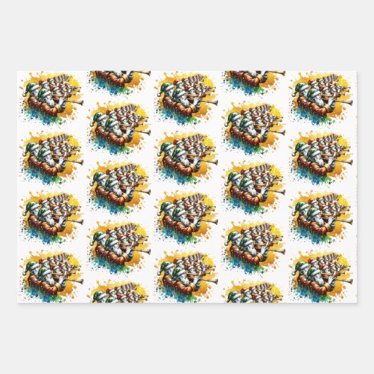 Twelve Days of Christmas Festive Gold Geschenkpapier Set (Vorderseite 2)