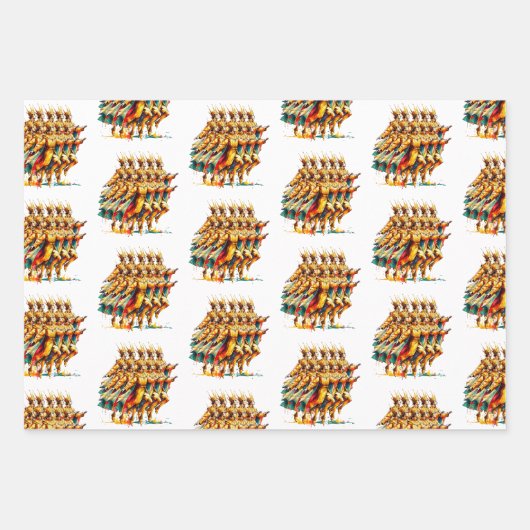 Twelve Days of Christmas Festive Gold Geschenkpapier Set (Vorderseite)