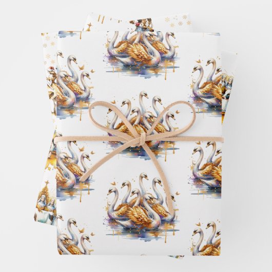 Twelve Days of Christmas Festive Gold Geschenkpapier Set (Beispiel)