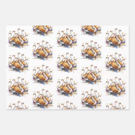 Twelve Days of Christmas Festive Gold Geschenkpapier Set (Vorderseite)