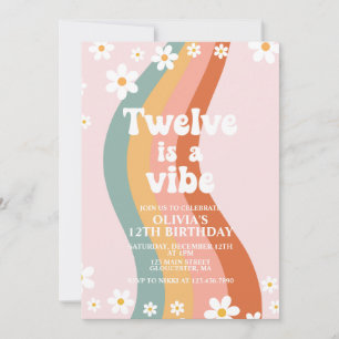 Twelve is a Vibe groovy Regenbogen 12. Geburtstag  Einladung