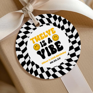 Twelve Is A Vibe Retro 12. Geburtstagsfeier Geschenkanhänger