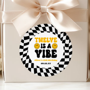 Twelve Is A Vibe Retro 12. Geburtstagsfeier Runder Aufkleber