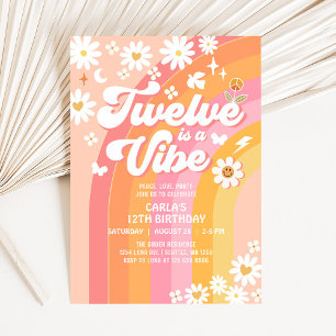 TWELVE ist ein Vibe Pink Peach 12. Groovy Geburtst Einladung