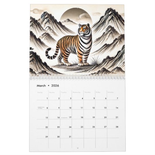Twelve Spirits – Chinese Zodiac Ink Calendar 2026 Kalender (Mär 2026)