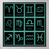Twelve Zodiac Signs Print Poster (Vorne)