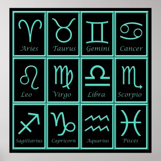 Twelve Zodiac Signs Print Poster (Vorne)