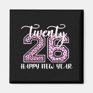 Twenty 26 2026 Frohes neues Jahr Leopard Muster Wo Magnet