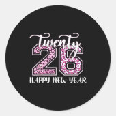 Twenty 26 2026 Happy New Year Leopard Pattern Wome Runder Aufkleber (Vorderseite)