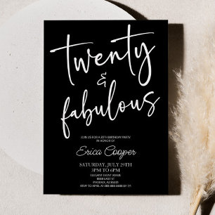 Twenty & Fabulous Minimal 20. Geburtstagsfeier Einladung