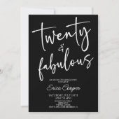 Twenty & Fabulous Minimal 20th Birthday Party Einladung (Vorderseite)