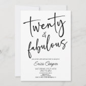 Twenty & Fabulous Minimal 20th Birthday Party Einladung (Vorderseite)