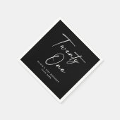 Twenty One 21st Birthday | Elegant Black Modern Serviette (Ecke)