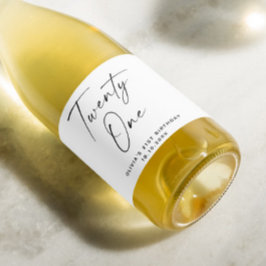 Twenty one. Modern simple script 21st Birthday Schaumweinetikett