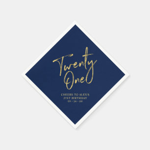 Twenty One Moderne Navy Blau 21. Geburtstagsfeie Serviette