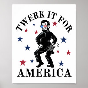 Twerk es für Amerika Lustiger Patriotischer Erwach Poster