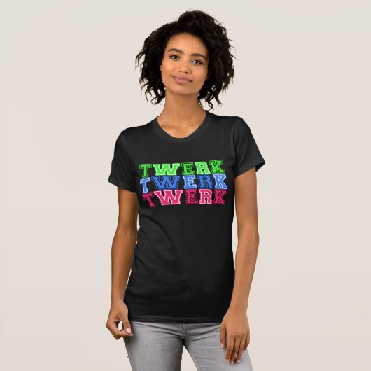 twerk Rosaentwurfst-shirt blauen Grüns T-Shirt (Vorne ganz)