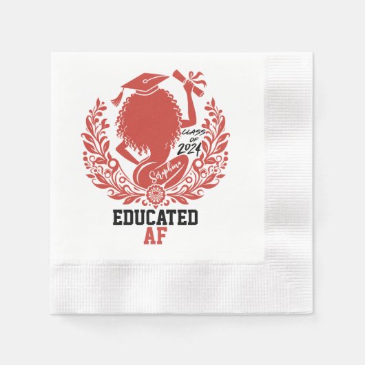 Twerk Team Red Graduation Party "Educated AF" Serviette (Vorderseite)