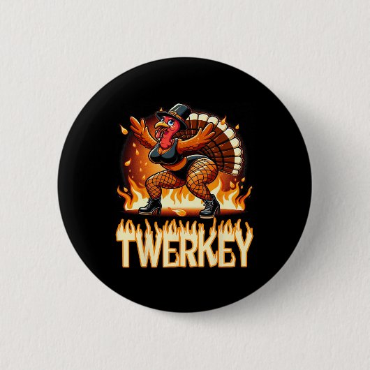 Twerkey Squad Twerking Funny Dancing Turkey Danke Button (Vorderseite)