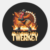 Twerkey Squad Twerking Funny Dancing Turkey Danke Runder Aufkleber (Vorderseite)