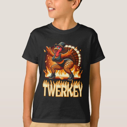 Twerkey Squad Twerking Funny Dancing Turkey Danke T-Shirt (Vorderseite)
