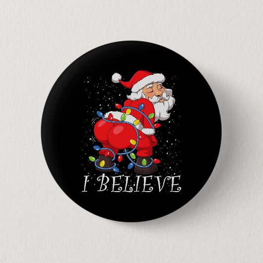 Twerking Weihnachtsmann Ich glaube Weihnachtsbaum  Button (Vorderseite)