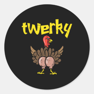 Twerky Truthahn Hintern Lustiger Thanksgiving Twer Runder Aufkleber