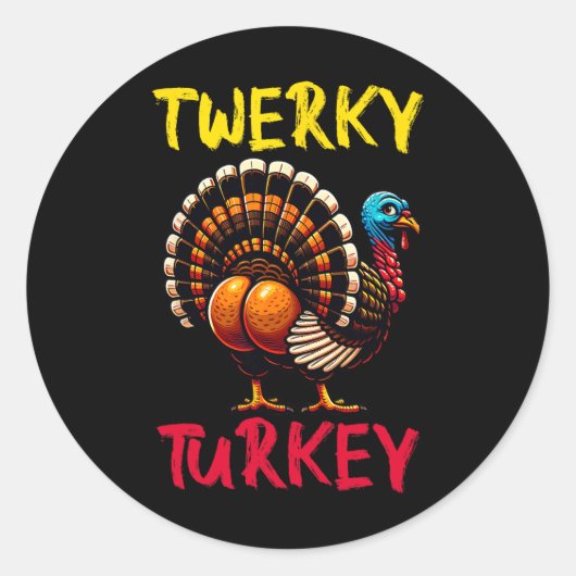 Twerky Turkey Erntedank Funny Dancing Türkei Runder Aufkleber (Vorderseite)