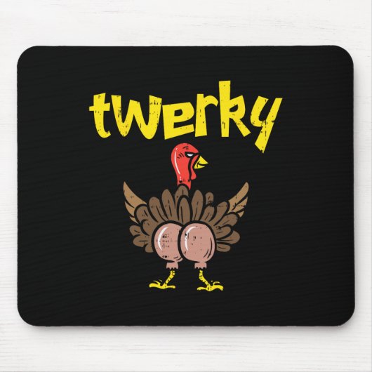 Twerky Turkey Hintern Fun Erntedank Twerk Tance Pu Mousepad (Vorne)