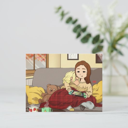 TWICE Mina & Chaeyoung Postcard Chibi-Version Postkarte (Stehend Vorderseite)