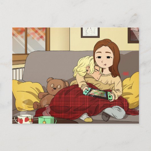 TWICE Mina & Chaeyoung Postcard Chibi-Version Postkarte (Vorderseite)